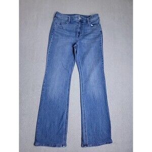 Old Navy Jeans Womens 6 28x28 Flare Blue High Rise Stretch Boho Hippie Grunge